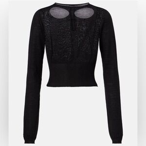 Rick Owens Black Cut-Out Crop Sweater